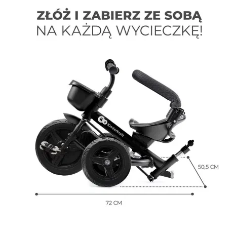 Kinderkraft Aveo - funkcjonalny rowerek trójkołowy | Ciemnoszary - 4