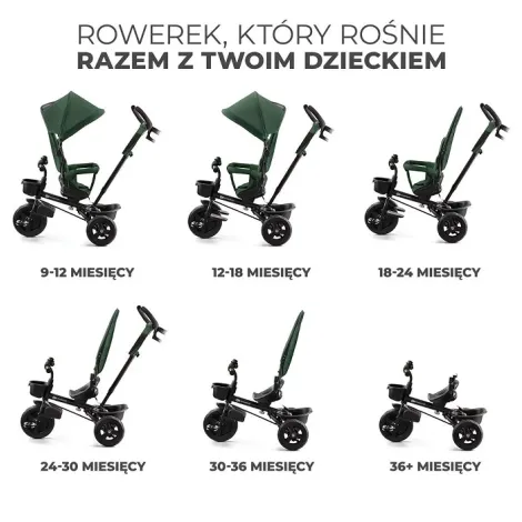 Kinderkraft Aveo - funkcjonalny rowerek trójkołowy | Zielony - 10