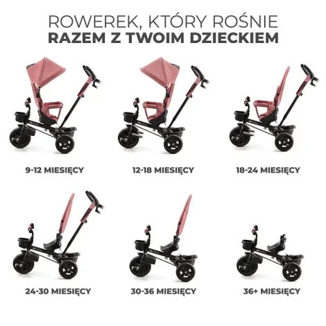 Kinderkraft Aveo - funkcjonalny rowerek trójkołowy | Różowy - 11