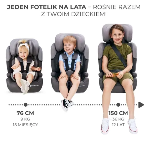 Kinderkraft Comfort Up i-Size - fotelik samochodowy 76-150 cm, ~9-36 kg | Black - 8