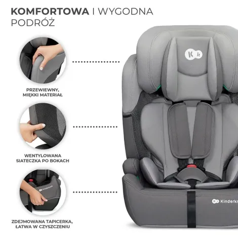 Kinderkraft Comfort Up i-Size - fotelik samochodowy 76-150 cm, ~9-36 kg | Grey - 11