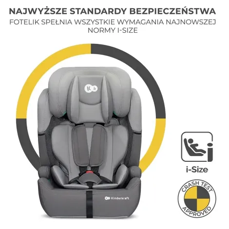 Kinderkraft Comfort Up i-Size - fotelik samochodowy 76-150 cm, ~9-36 kg | Grey - 5