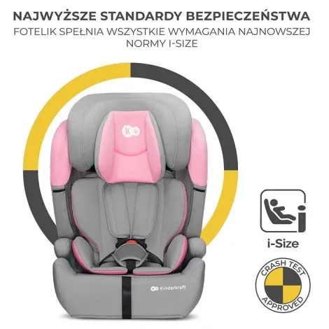 Kinderkraft Comfort Up i-Size - fotelik samochodowy 76-150 cm, ~9-36 kg | Pink - 6