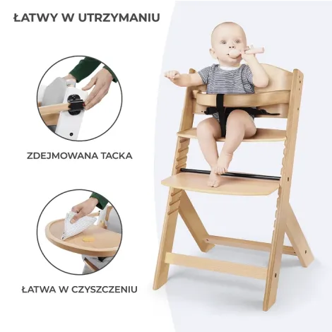 Kinderkraft Enock - krzesełko do karmienia 3w1 | White Wood Pillow - 12