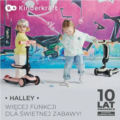 Kinderkraft Halley - hulajnoga, jeździk 2w1 | Stone White - 11