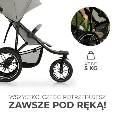 Kinderkraft Helsi - trójkołowy wózek biegowy do 22 kg | Dust Grey (szary) - 4