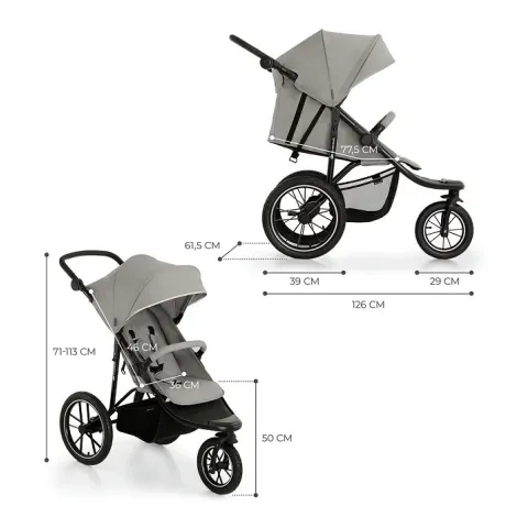 Kinderkraft Helsi - trójkołowy wózek biegowy do 22 kg | Dust Grey (szary) - 6
