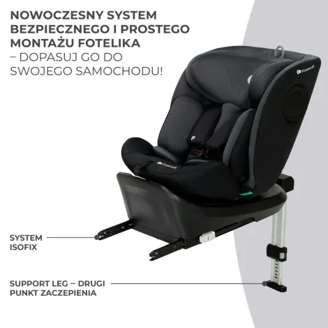 Kinderkraft i-360 - obrotowy fotelik samochodowy zgodny z normą i-Size 40-150 cm | Black - 5