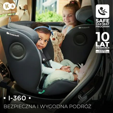 Kinderkraft i-360 - obrotowy fotelik samochodowy zgodny z normą i-Size 40-150 cm | Black - 9
