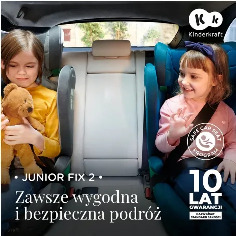 Kinderkraft Junior Fix 2 i-Size - fotelik samochodowy i-Size 100-150 cm |  Graphite Black - 7