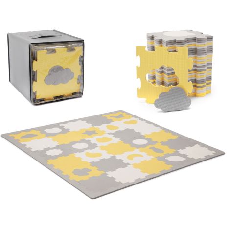 Kinderkraft Luno Shapes - mata piankowa, duże puzzle | Yellow