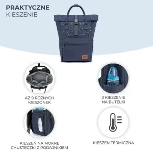 Kinderkraft Moonpack - plecak do wózka 2w1 | Confetti Denim Granatowy - image 2