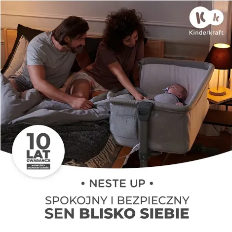 Kinderkraft Neste Up - łóżeczko dostawne 3w1 | Grey Light Melange - 4