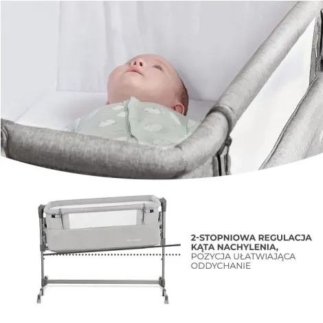Kinderkraft Neste Up - łóżeczko dostawne 3w1 | Grey Light Melange - 3