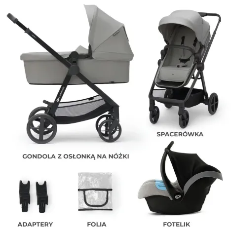 Kinderkraft Newly - wielofunkcyjny wózek 3w1 + akcesoria | Moonlight Grey (szary) - 9