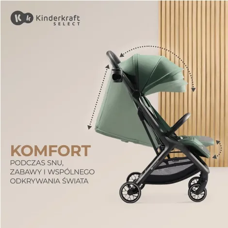 Kinderkraft Nubi 2 - lekki wózek spacerowy do 24 kg | Mystic Green (zielony) - 9