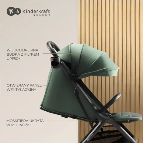 Kinderkraft Nubi 2 - lekki wózek spacerowy do 24 kg | Mystic Green (zielony) - 7