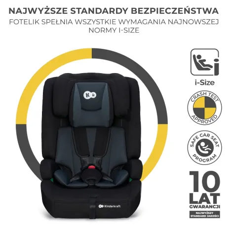 Kinderkraft Safety Fix 2 i-Size - fotelik samochodowy 76-150 cm, ~9-36 kg | Black - 11