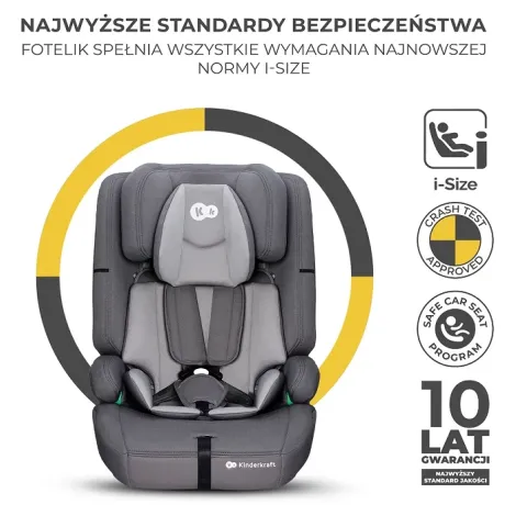 Kinderkraft Safety Fix 2 i-Size - fotelik samochodowy 76-150 cm, ~9-36 kg | Grey - 5