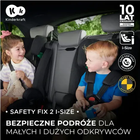 Kinderkraft Safety Fix 2 i-Size - fotelik samochodowy 76-150 cm, ~9-36 kg | Grey - 8
